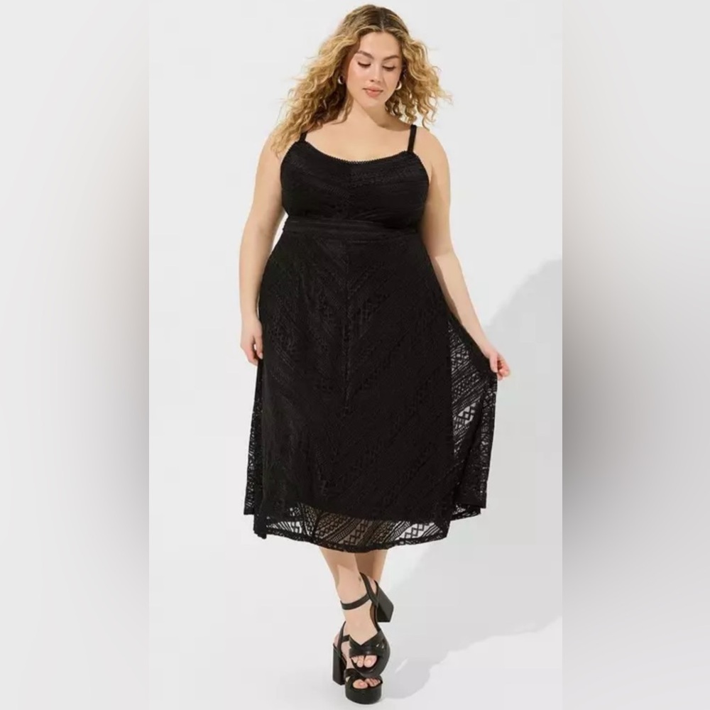 Torrid Black Lace Midi Dress Size 1 (14/16, 1X)